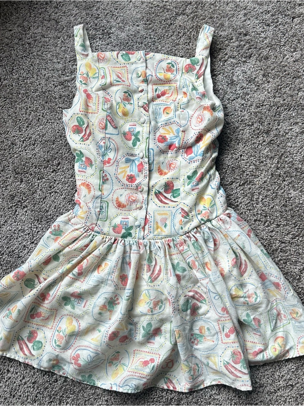 En Saison Cream Floral & Fruit Print Mini Dress